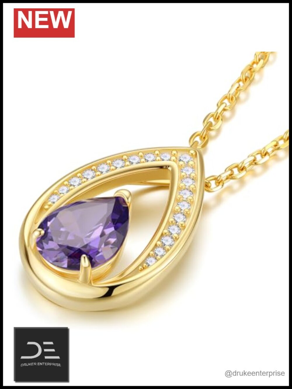 14K Gold Plated 925 Sterling Silver Birthstone Pendant Necklace